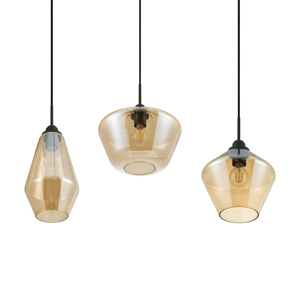 HÄNGELEUCHTE Cursa 79,5/180 cm   - Bernsteinfarben/Schwarz, Basics, Glas/Metall (79,5/180cm) - Novel