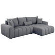 ECKSOFA Dunkelgrau Velours  - Dunkelgrau/Schwarz, KONVENTIONELL, Kunststoff/Textil (298/168cm) - Carryhome