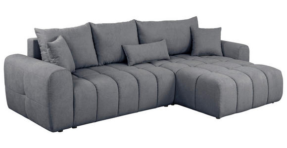 ECKSOFA Dunkelgrau Velours  - Dunkelgrau/Schwarz, KONVENTIONELL, Kunststoff/Textil (298/168cm) - Carryhome