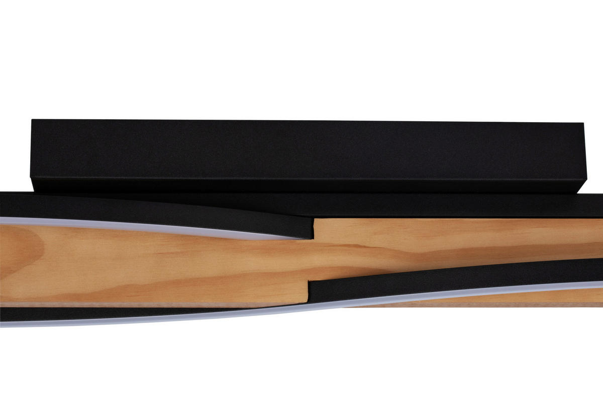LED-DECKENLEUCHTE Zhang 120/12,5/10,5 cm   - Schwarz/Kieferfarben, Design, Holz/Kunststoff (120/12,5/10,5cm) - Novel