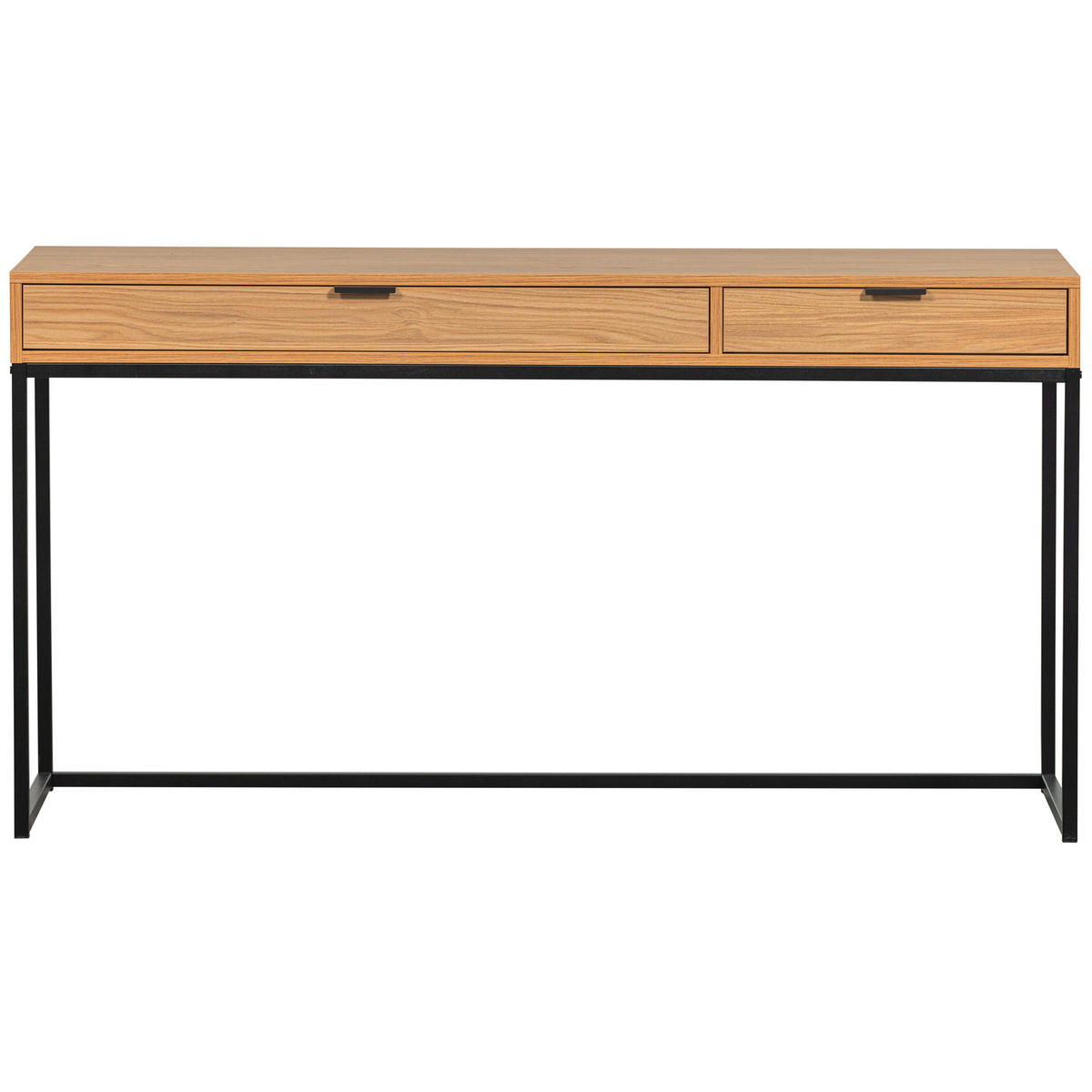 SCHREIBTISCH 140/44/75 cm  in Eichefarben  - Eichefarben/Schwarz, Design, Holz/Metall (140/44/75cm) - Livetastic