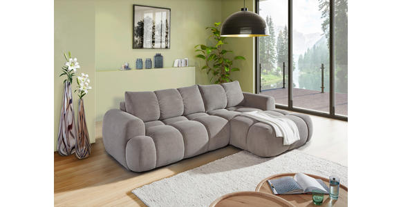 ECKSOFA Greige Flachgewebe  - Greige/Schwarz, KONVENTIONELL, Kunststoff/Textil (274/174cm) - Carryhome