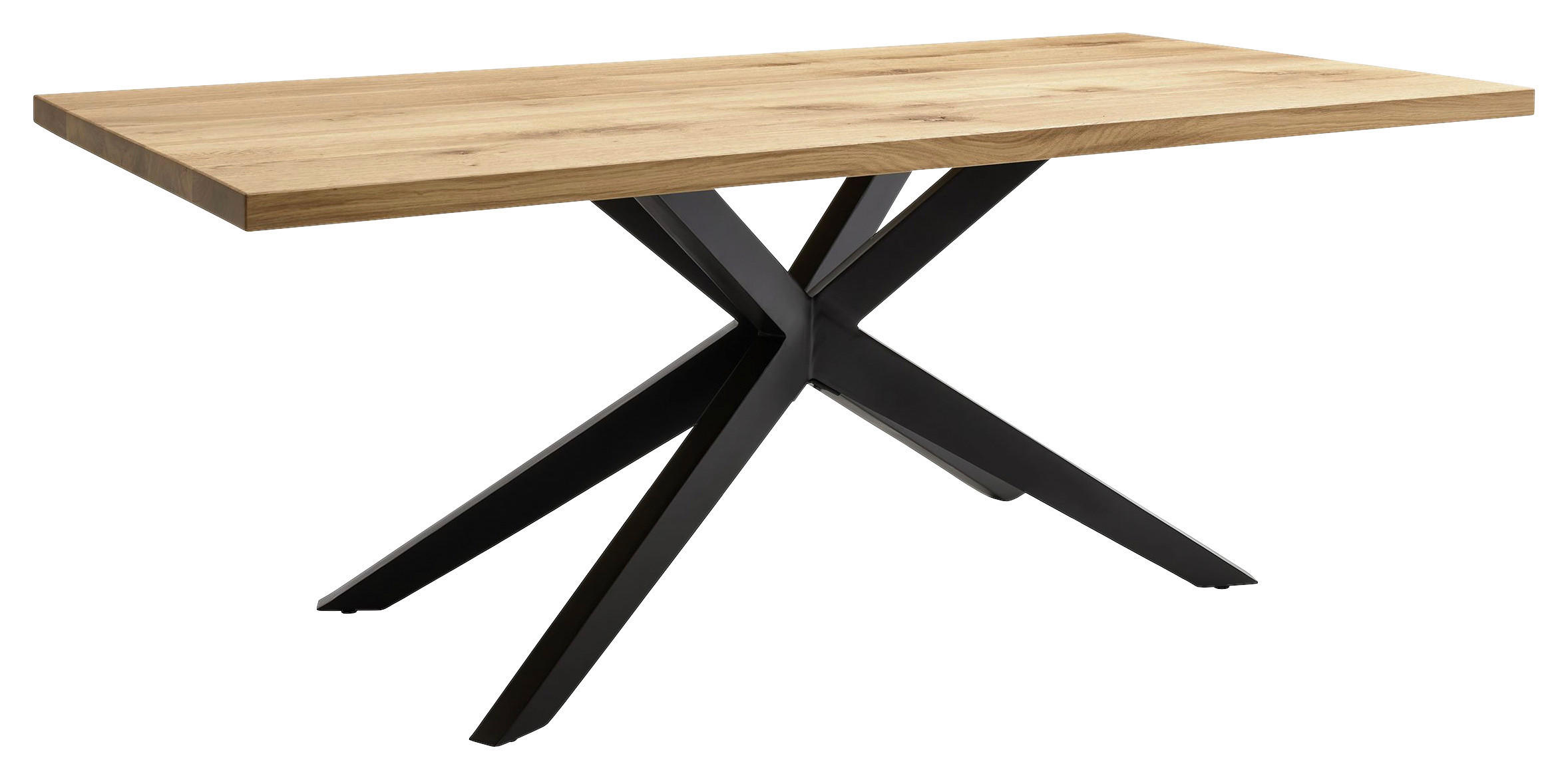 ESSTISCH Eiche massiv rechteckig Schwarz, Eichefarben - Eichefarben/Schwarz, Design, Holz/Metall (200/100/77cm) - Musterring