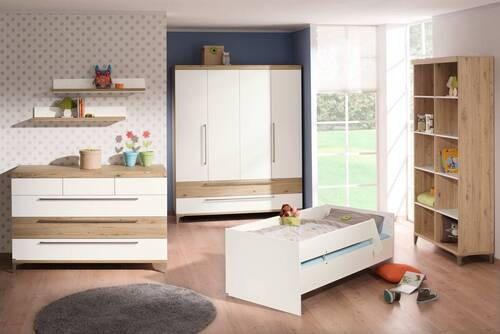 KOMMODE  in Weiß, Eichefarben  - Edelstahlfarben/Eichefarben, Basics, Holzwerkstoff/Metall (141,2/94,3/55,9cm) - Paidi