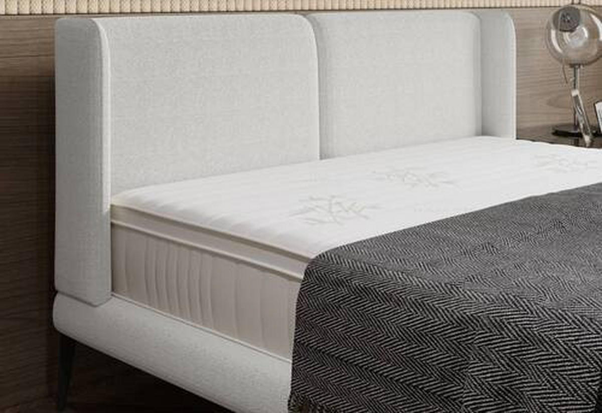 KÁRPITOZOTT ÁGY 180/200 cm  fehér  - fekete/krém, Modern, textil/fém (180/200cm) - Livetastic