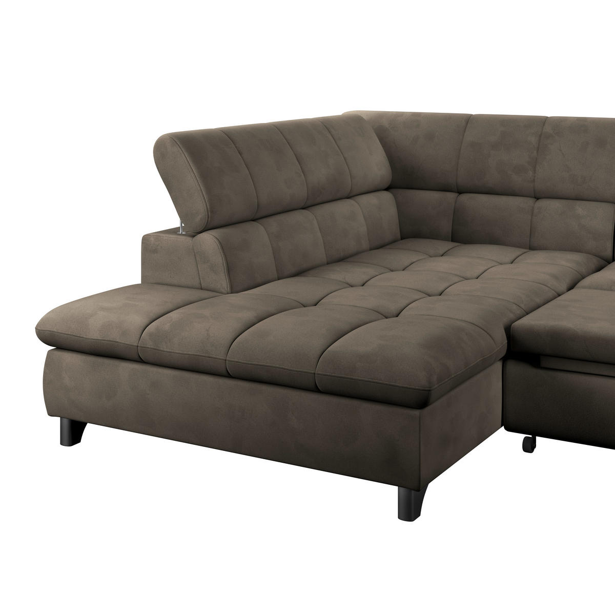 ECKSOFA Taupe Chenille  - Taupe/Chromfarben, KONVENTIONELL, Textil/Metall (234/312cm) - Livetastic
