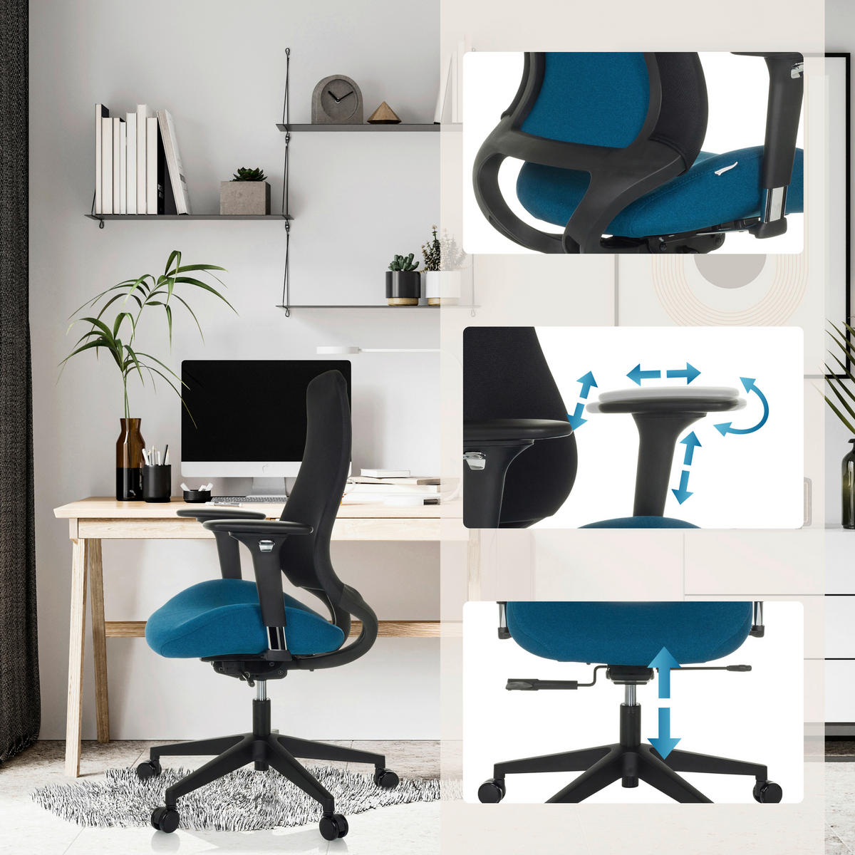 SNURRSTOL  i flatväv mörkblå  - svart/mörkblå, Modern, textil/plast (67/111 - 120/64cm) - MID.YOU