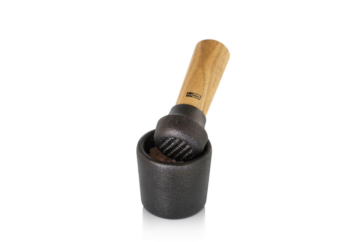 MÖRSERSET CAMO  - Schwarz/Akaziefarben, Design, Holz/Metall (6,2/6cm) - AdHoc