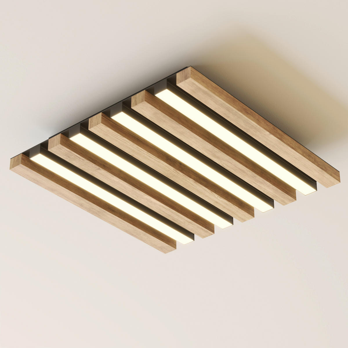 LED-DECKENLEUCHTE 30/30/5 cm   - Dunkelbraun/Schwarz, Natur, Holzwerkstoff/Kunststoff (30/30/5cm)