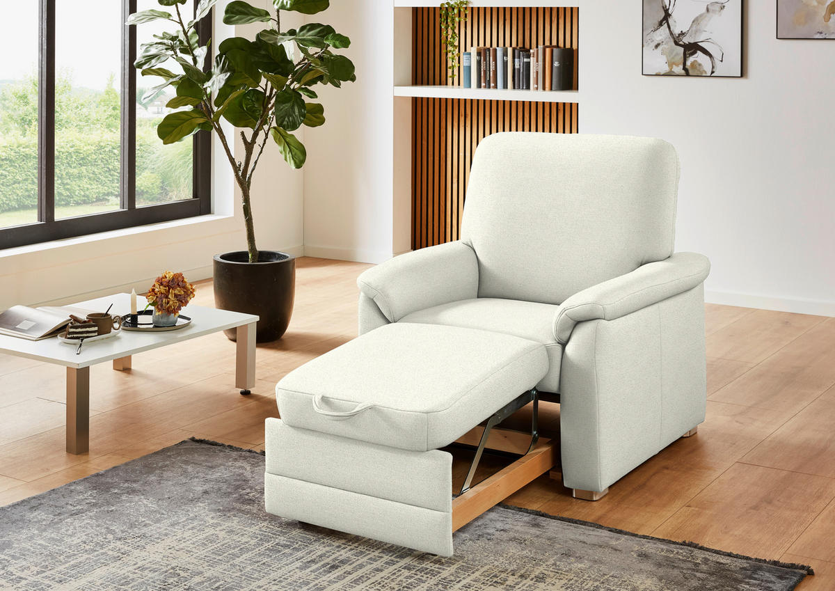 SESSEL Chenille Creme  - Creme/Alufarben, Konventionell, Textil/Metall (88/96/89cm) - Beldomo Comfort