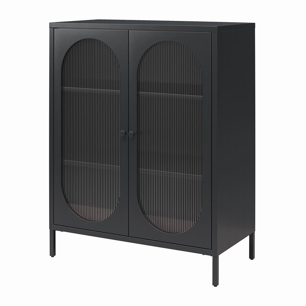 HIGHBOARD Luna   in 80/102/40 cm  - Schwarz, Design, Glas/Metall (80/102/40cm) - MID.YOU