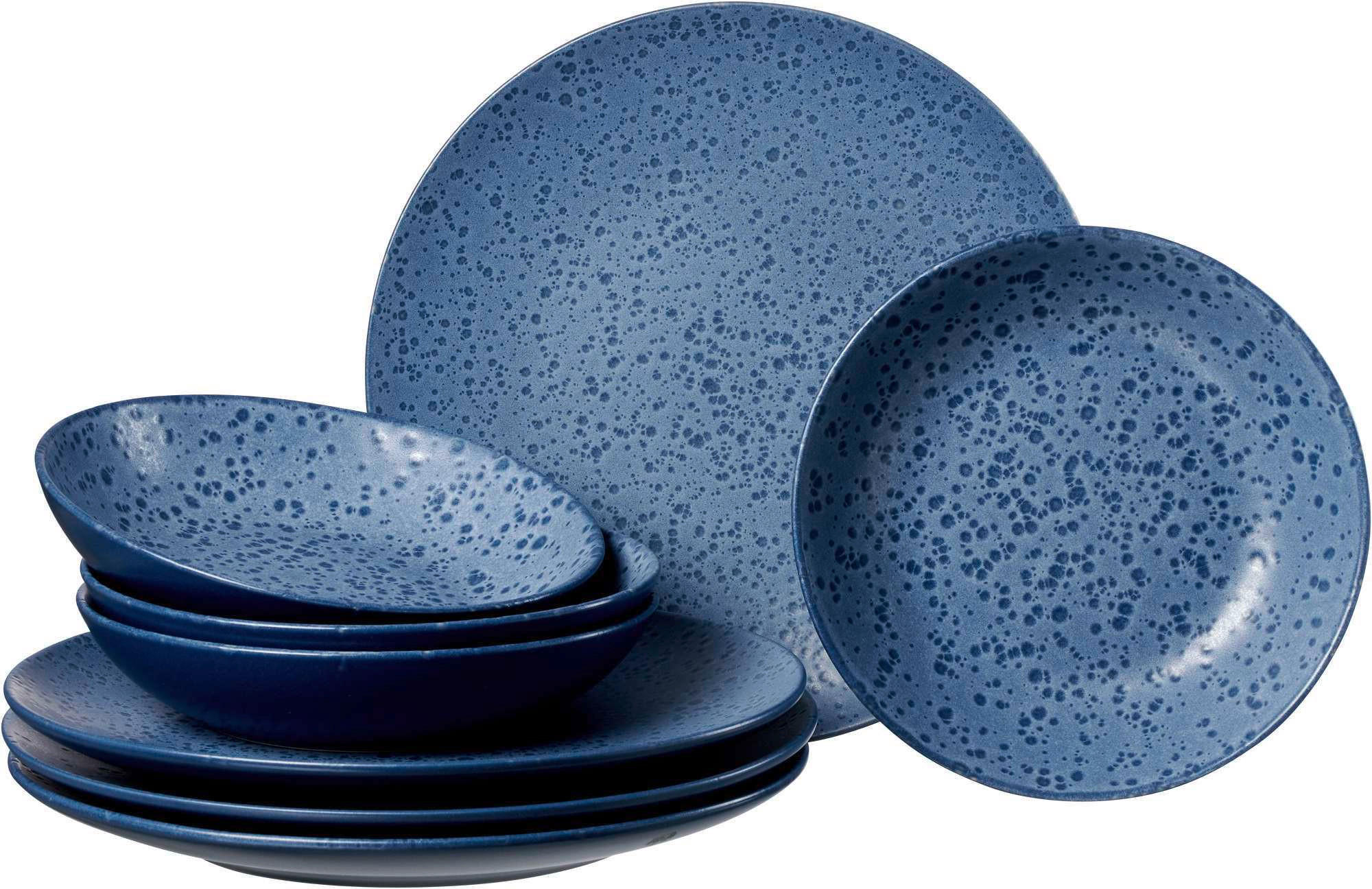 TAFELSERVICE Blau 8-teilig KITWE  - Blau, Trend, Keramik (29/17/29cm) - Ritzenhoff Breker