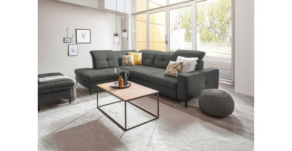 ECKSOFA in Chenille Dunkelgrau 240/308 cm - Dunkelgrau/Schwarz, Design, Textil/Metall (240/308cm) - Xora
