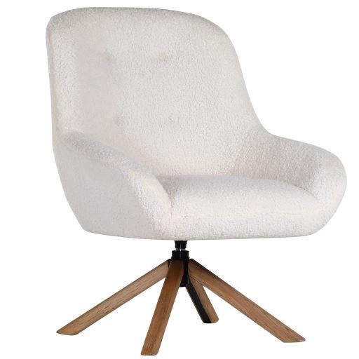 SESSEL in Bouclé Weiß  - Weiß, Design, Holz/Textil (75/95/85cm) - Lomoco