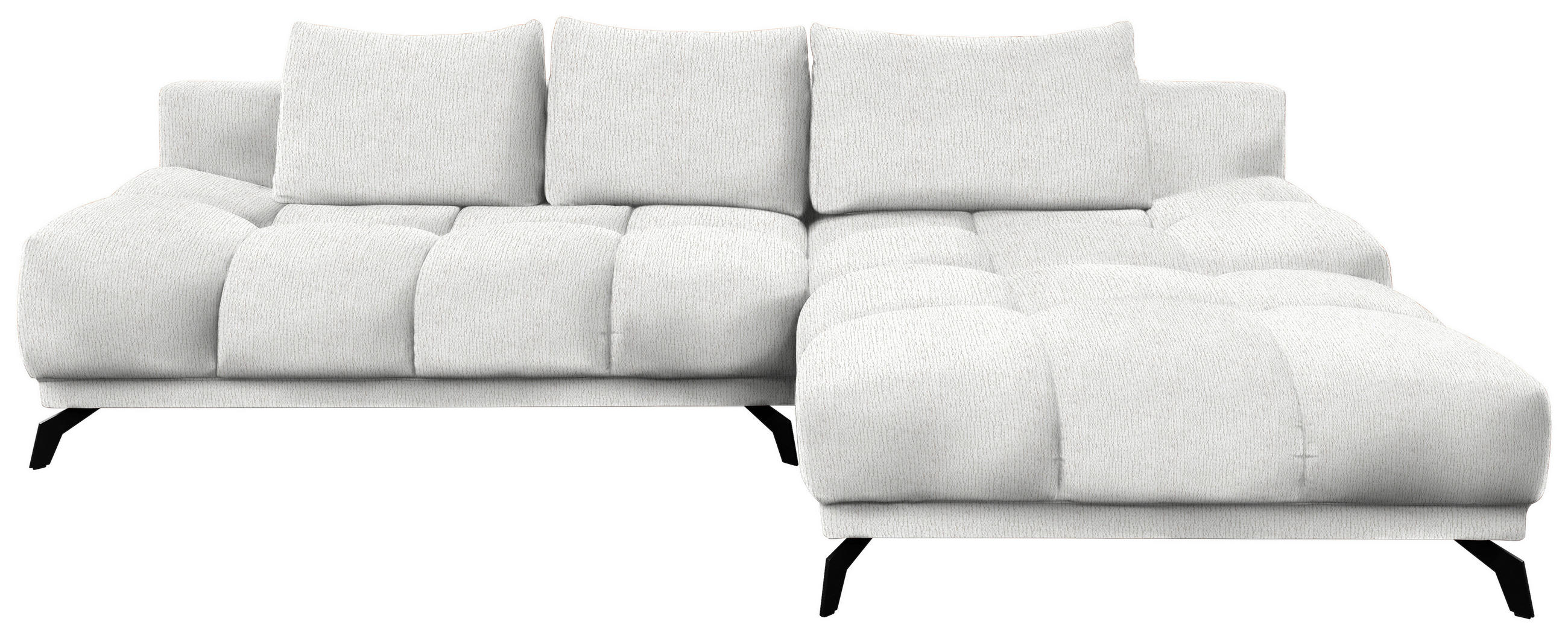 ECKSOFA in Chenille Ecru  - Ecru/Schwarz, MODERN, Textil/Metall (290/182cm) - Hom`in