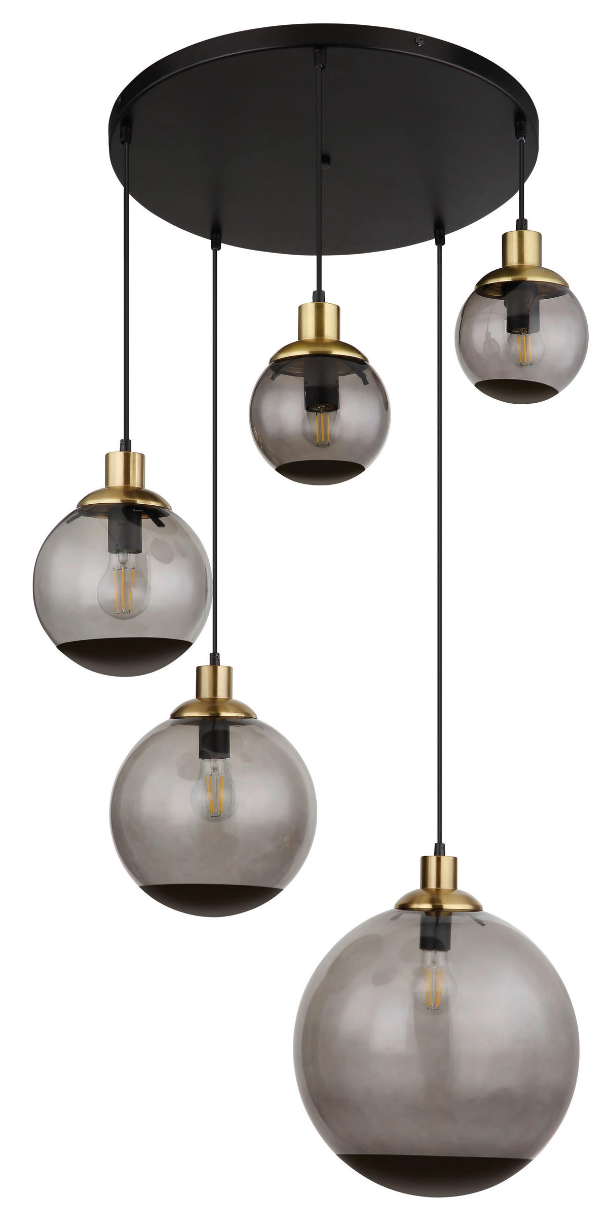HÄNGELEUCHTE 65/150 cm    - Messingfarben/Schwarz, Design, Glas/Kunststoff (65/150cm) - Globo