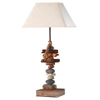 TISCHLEUCHTE 30/25/63 cm   - Schwarz, Natur, Textil/Stein (30/25/63cm)