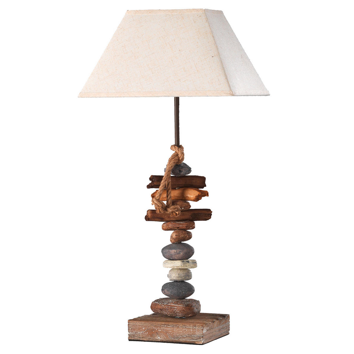 TISCHLEUCHTE 30/25/63 cm   - Schwarz, Natur, Textil/Stein (30/25/63cm)