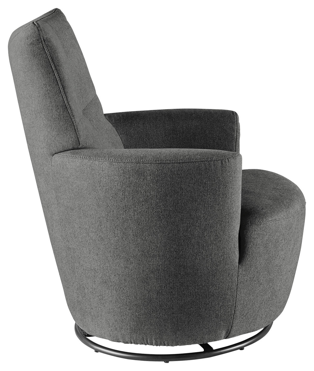 SESSEL Webstoff Graphitfarben    - Graphitfarben/Schwarz, Design, Textil/Metall (80/96/88cm) - SetOne by Musterring