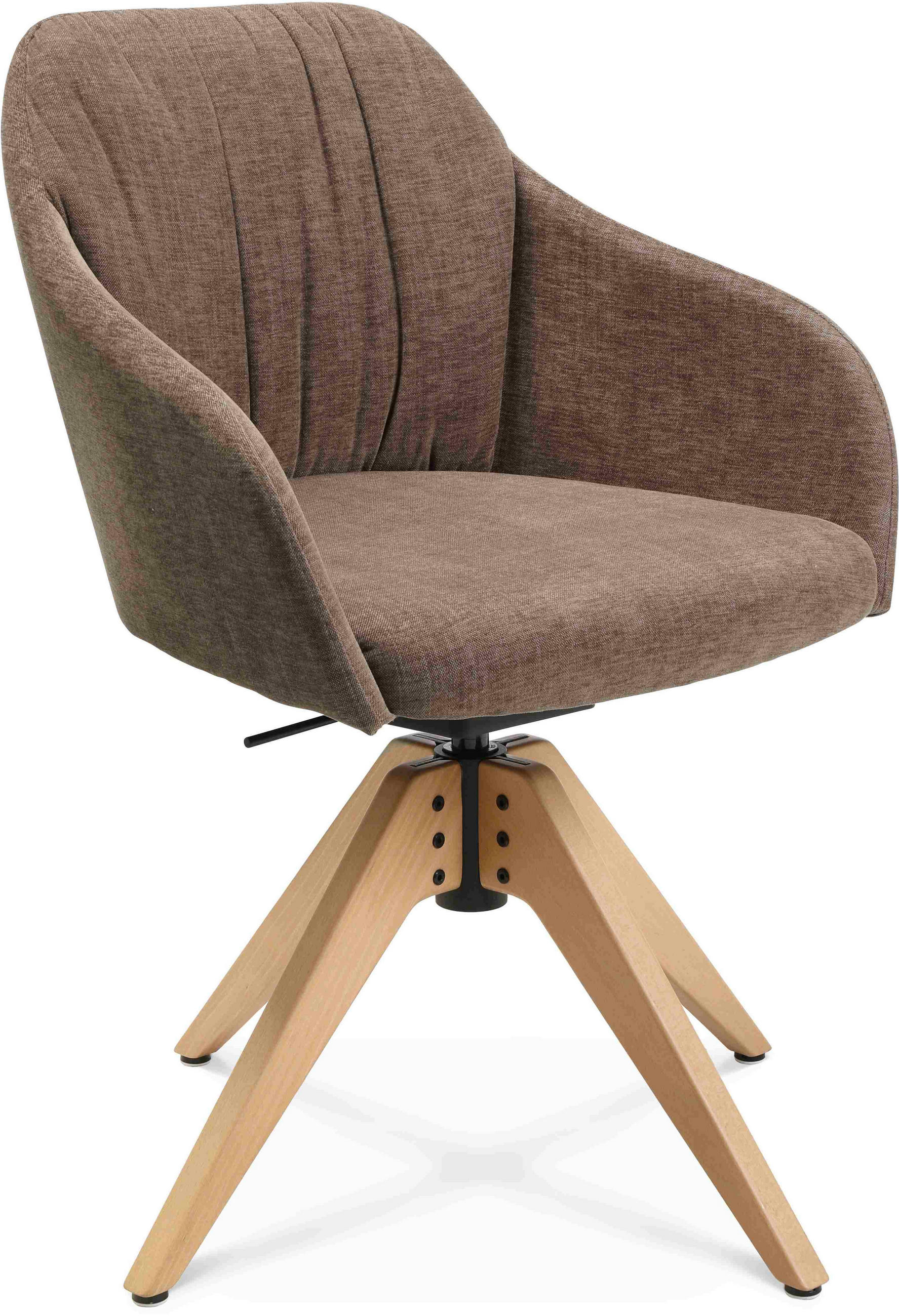 ARMLEHNSTUHL  in Velours  - Eichefarben/Graubraun, Design, Holz/Textil (58/82,5-85,2/60cm) - Johann Jakob