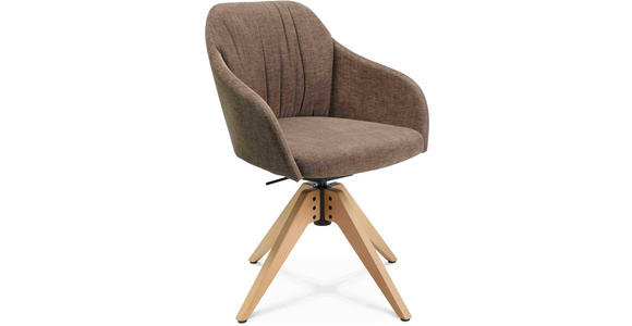 ARMLEHNSTUHL in Velours - Eichefarben/Graubraun, Design, Holz/Textil (58/82,5-85,2/60cm) - Johann Jakob