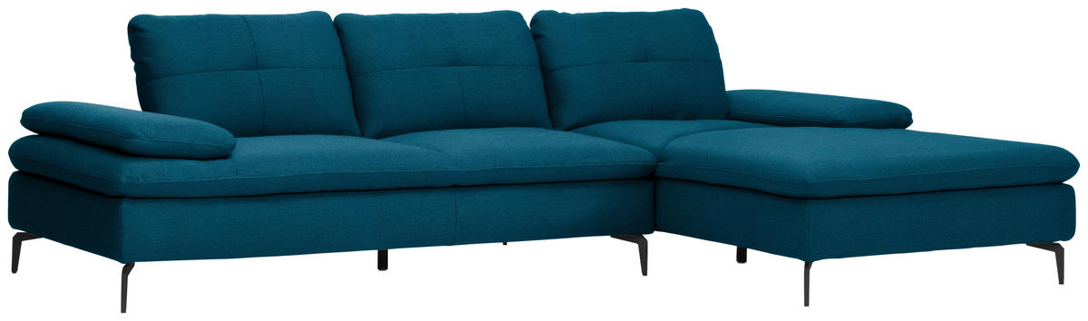 ECKSOFA in Webstoff Dunkelblau  - Schwarz/Dunkelblau, Design, Textil/Metall (301/179cm) - Chilliano