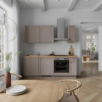 KÜCHENBLOCK Frame 210 cm  in Eichefarben, Beigebraun  - Edelstahlfarben/Eichefarben, MODERN, Holzwerkstoff/Metall (210cm) - Nobilia