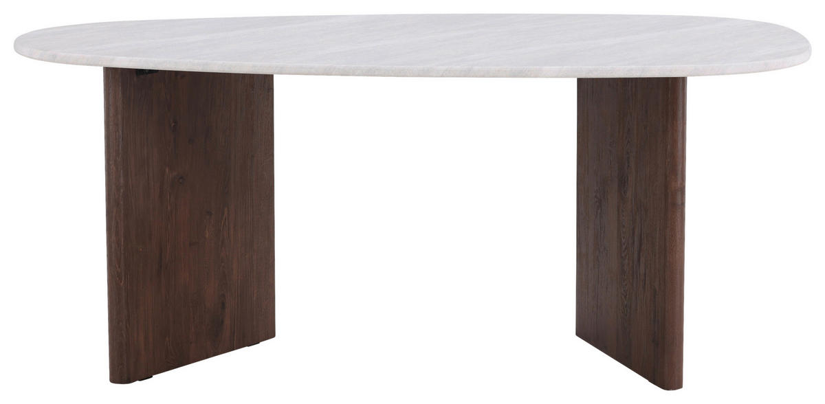 ESSTISCH furniert oval Hellgrau, Mokka  - Hellgrau/Mokka, Design, Holzwerkstoff (180/90/75cm) - Livetastic