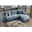 ECKSOFA  in Samt Blau  293/195 cm  - Chromfarben/Blau, KONVENTIONELL, Kunststoff/Textil (293/195cm) - Carryhome
