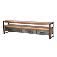 LOWBOARD  200/55/40 cm 4 Schublade(n)  - Schwarz/Naturfarben, Design, Holz/Metall (200/55/40cm) - MID.YOU