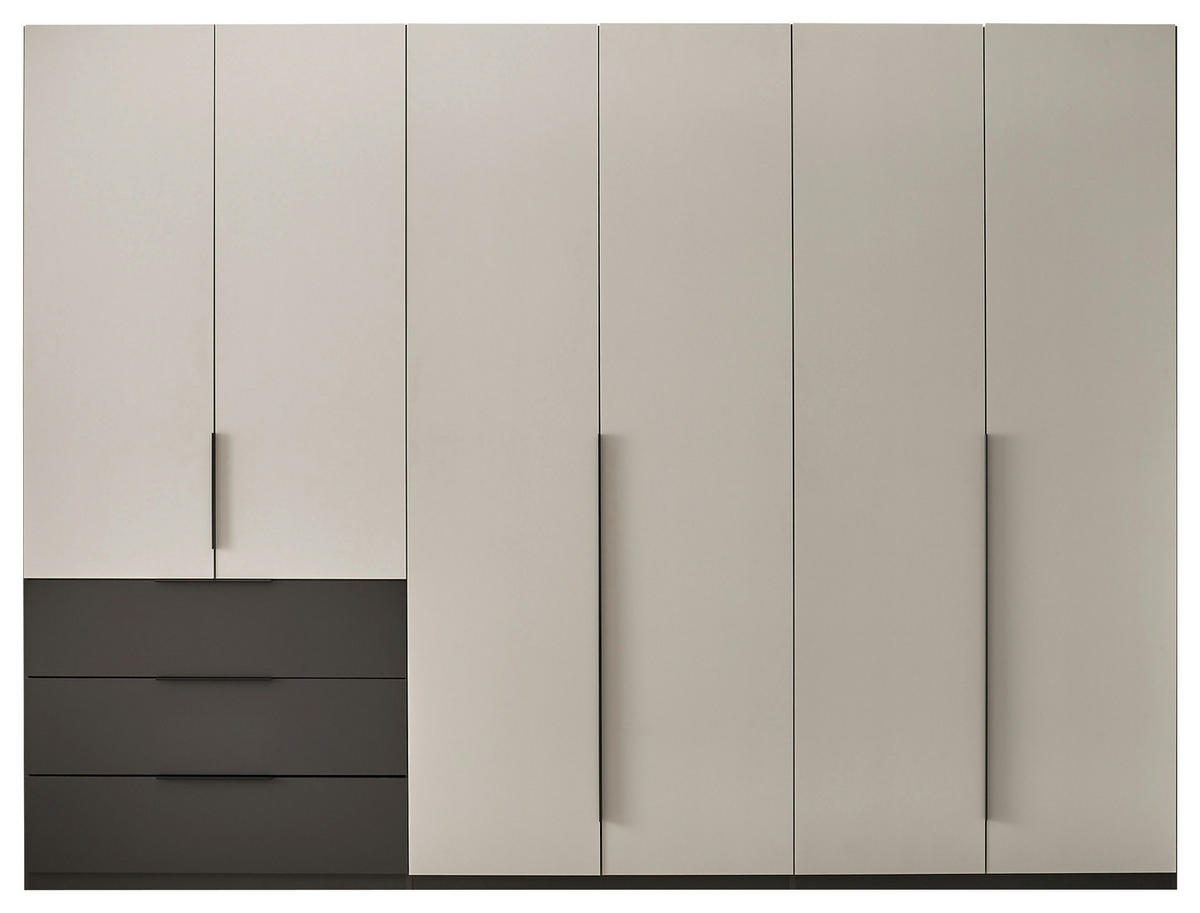 DREHTÜRENSCHRANK 300/225,5/60 cm 6-türig Graphitfarben, Hellgrau  - Hellgrau/Schwarz, MODERN, Holzwerkstoff/Kunststoff (300/225,5/60cm) - MID.YOU