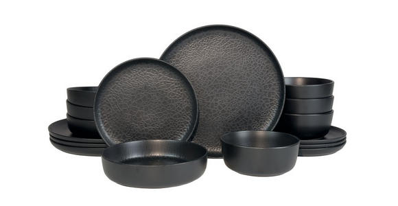 KOMBISERVICE Mika black 16-teilig  - Schwarz, Trend, Keramik - Novel