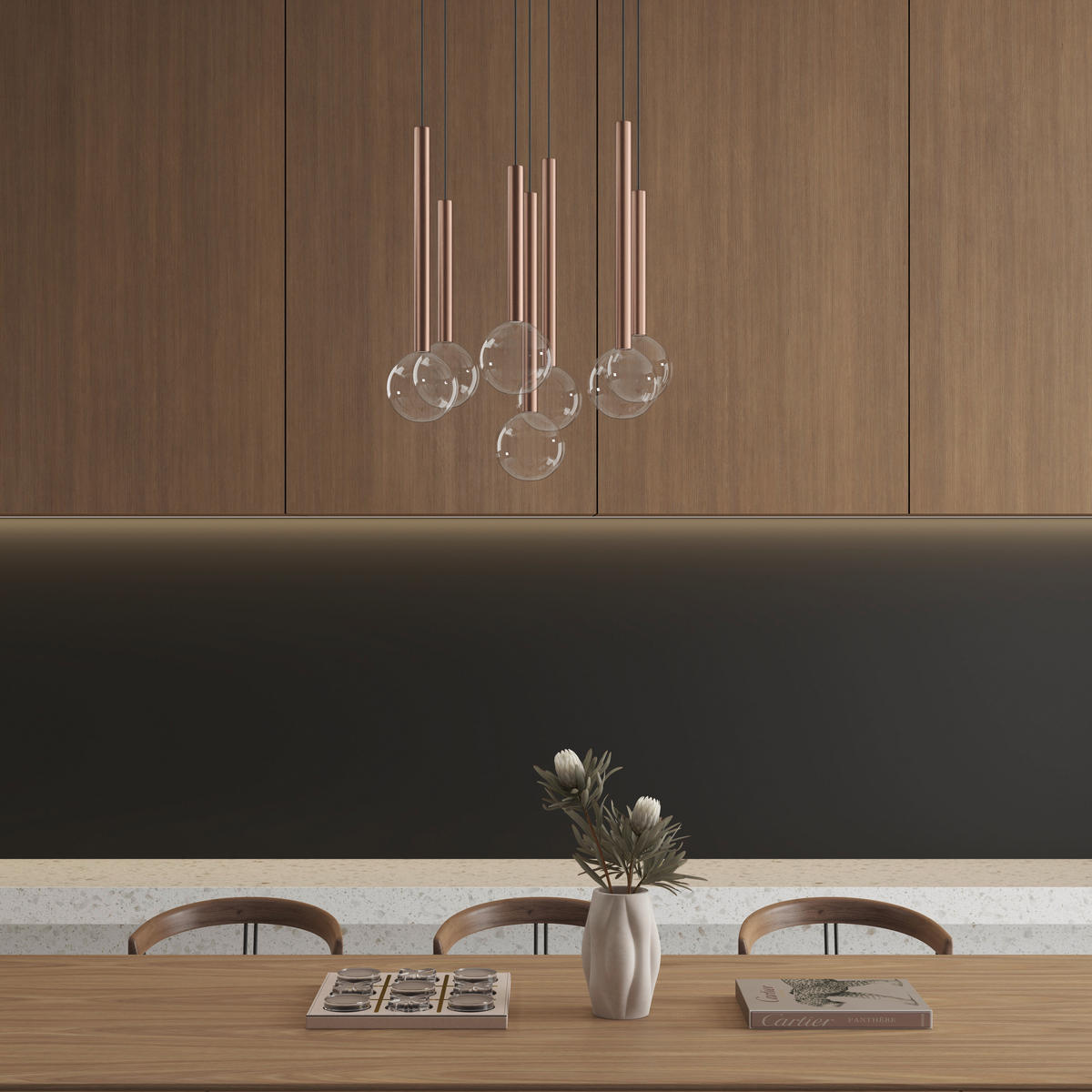 ZÁVESNÉ LED SVIETIDLO, 40/180 cm  - číra/čierna, Design, kov/sklo (40/180cm) - Dieter Knoll
