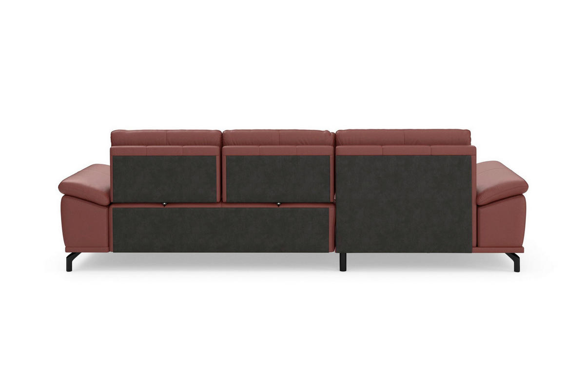 ROHOVÁ SEDAČKA, koža, červenohnedá - čierna/červenohnedá, Basics, kov/koža (176/301cm) - Sit & More