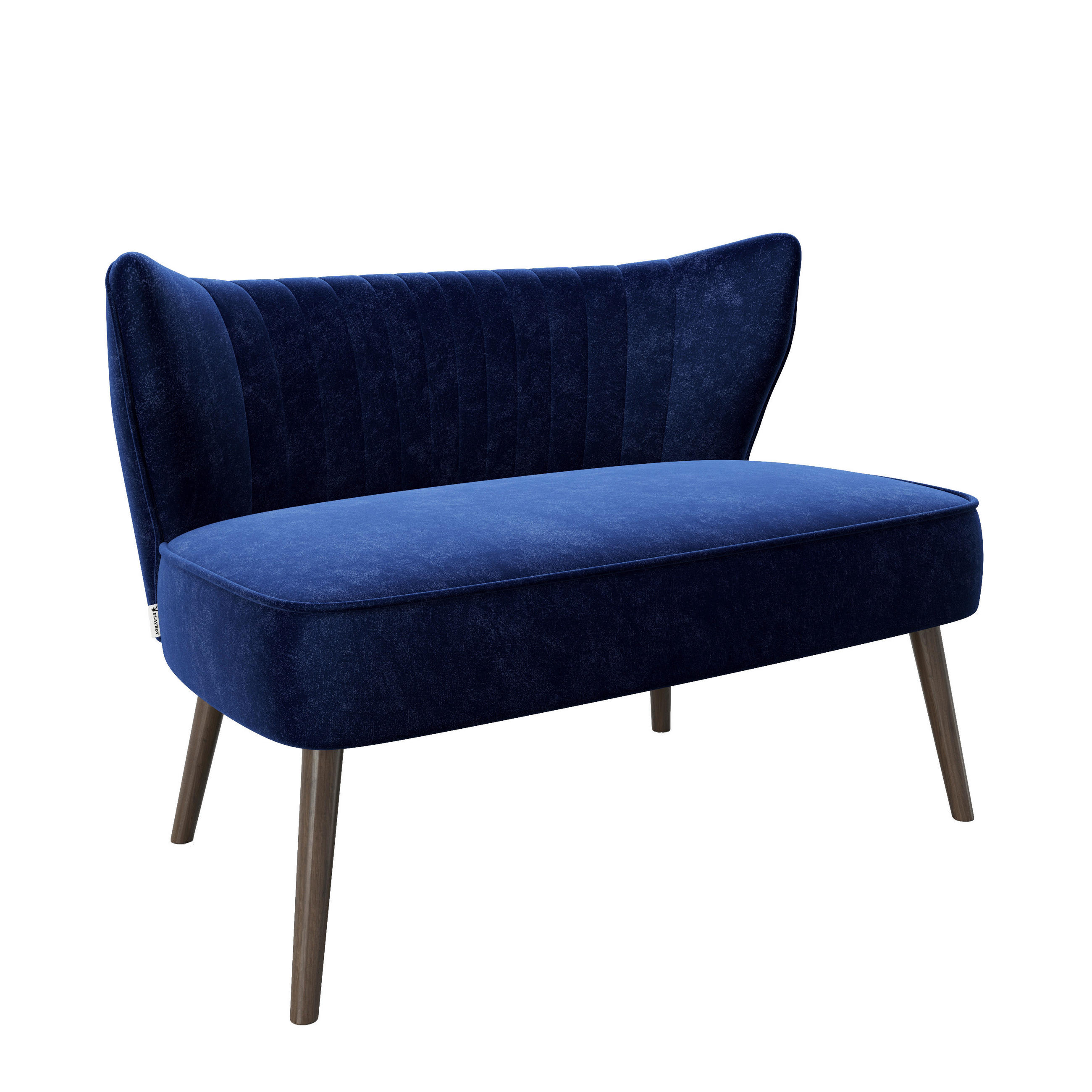ZWEISITZER-SOFA Samt Blau - Blau/Akaziefarben, KONVENTIONELL, Holz/Textil (112/76/73cm) - Playboy