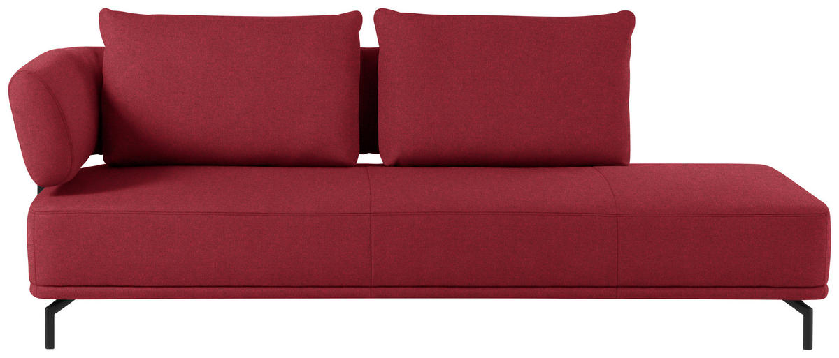 RÉCAMIERE Bordeaux Flachgewebe  - Bordeaux/Schwarz, Design, Textil/Metall (227/89/101cm) - Dieter Knoll