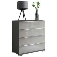 KOMMODE  in 75/82/42 cm  - Chromfarben/Dunkelgrau, Basics, Glas/Holzwerkstoff (75/82/42cm) - Venda