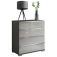 KOMMODE , 75/82/42 cm, 4 Schublade(n)  - Chromfarben/Dunkelgrau, Basics, Glas/Holzwerkstoff (75/82/42cm) - Venda
