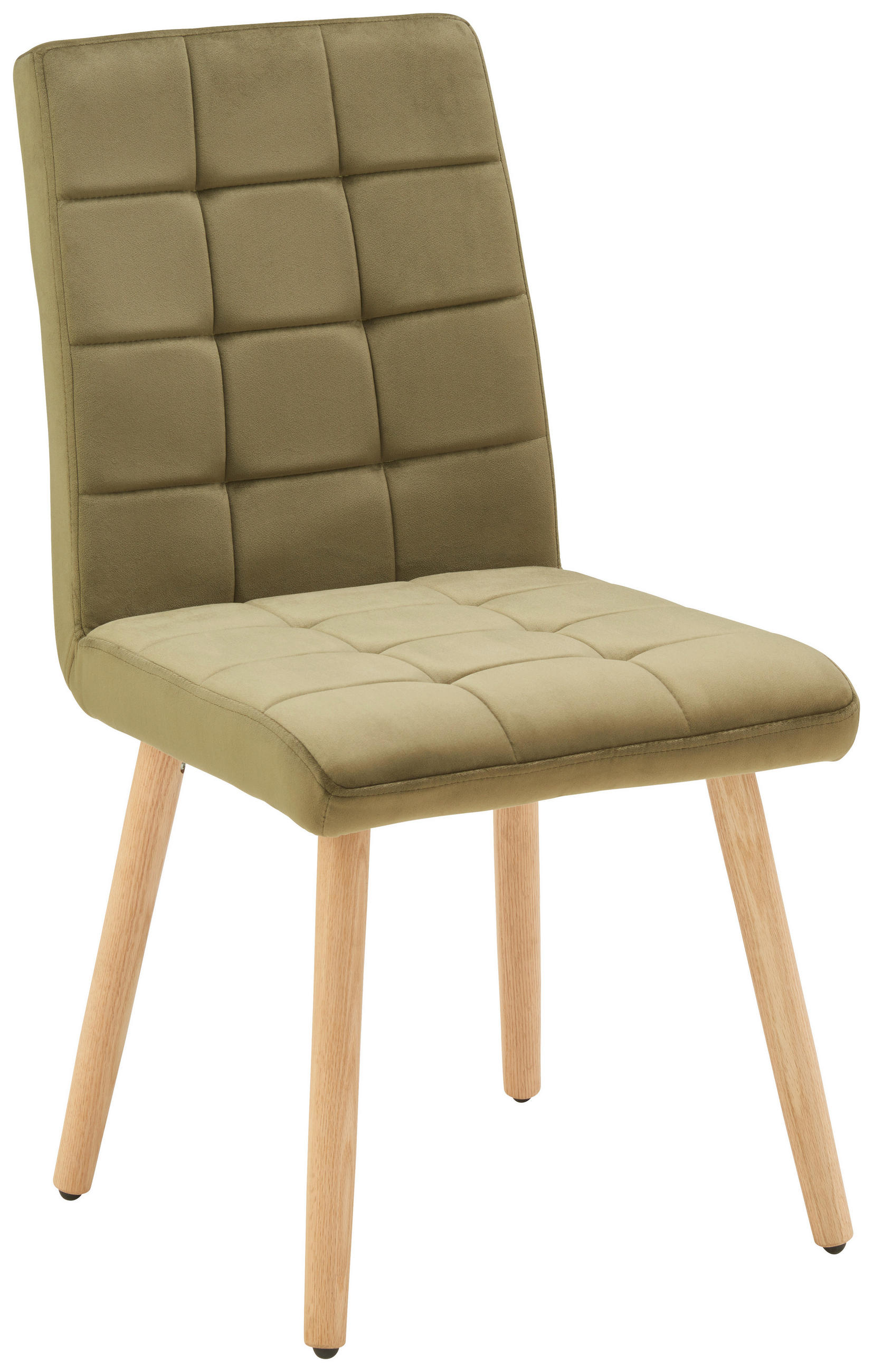 STUHL Samt Grün, Eichefarben Eiche vollmassiv  - Eichefarben/Grün, MODERN, Holz/Textil (47/89/61cm) - MID.YOU