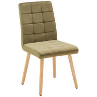 STUHL Samt Grün, Eichefarben Eiche vollmassiv  - Eichefarben/Grün, MODERN, Holz/Textil (47/89/61cm) - MID.YOU