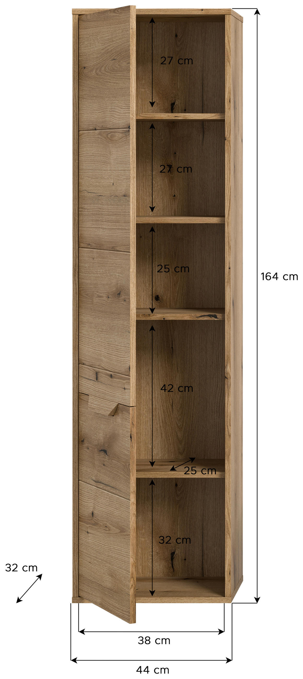 HOCHSCHRANK 44/164/32 cm  - MODERN, Holzwerkstoff (44/164/32cm) - MID.YOU