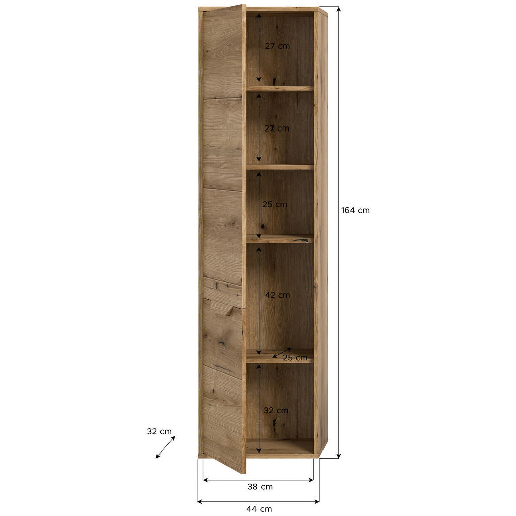 Thumbnail - Mid.you Hochschrank, Holzwerkstoff, 4 Fächer, 44x164x32 cm, stehend, hängend, Badezimmer, Badezimmerschränke, Hochschrän...