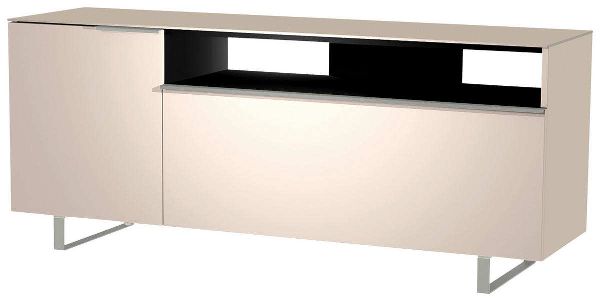 LOWBOARD  in 160/66/45 cm  - Sandfarben/Alufarben, Design, Glas/Holzwerkstoff (160/66/45cm) - Moderano