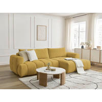 ECKSCHLAFSOFA FUJI Leinenoptik Gelb  inkl.  - Gelb/Schwarz, MODERN, Kunststoff/Textil (292/160cm)