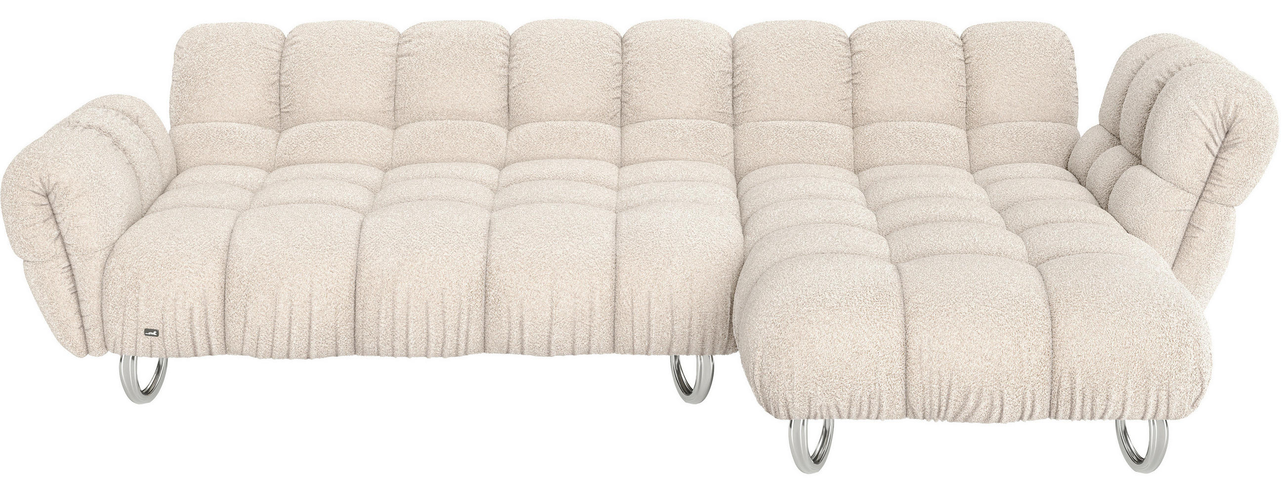 ECKSOFA BALAAO in Jacquard, Bouclé Greige  303/188 cm  - Greige/Alufarben, Trend, Textil/Metall (303/188cm) - Bretz