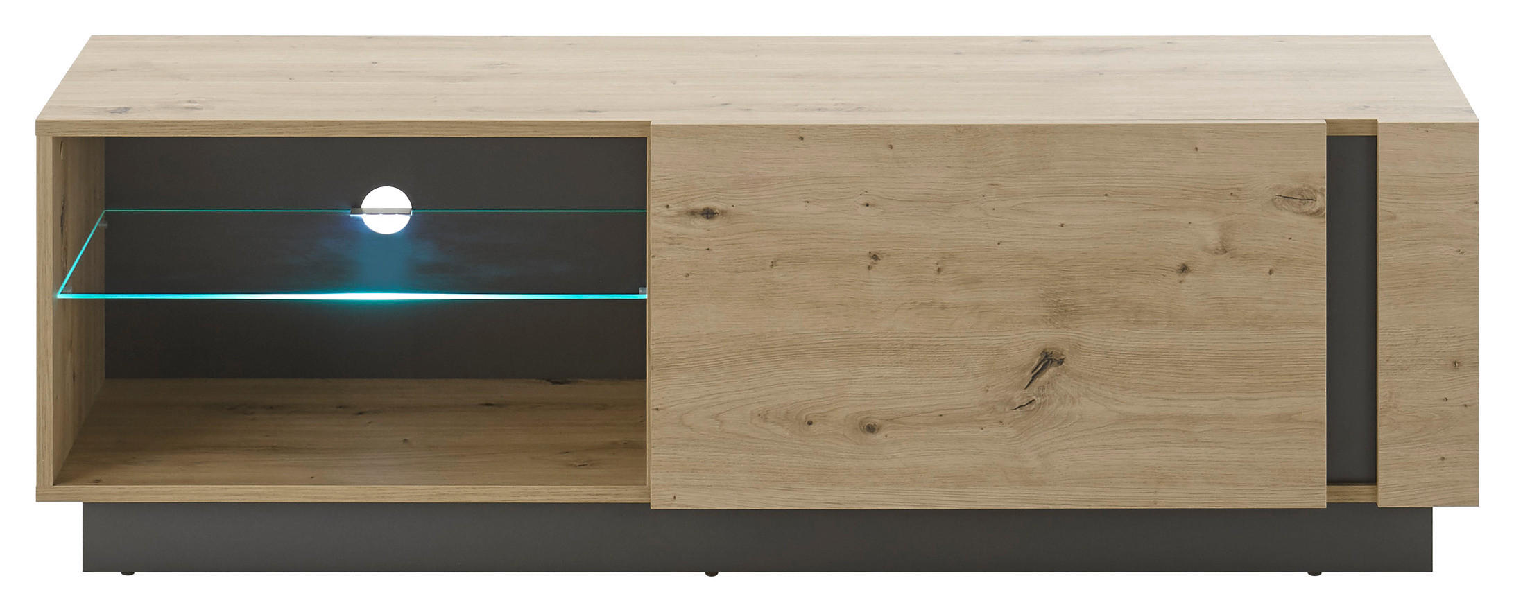 LOWBOARD  in 138/46/40 cm  - Eiche Artisan/Grau, Design, Glas/Holzwerkstoff (138/46/40cm) - MID.YOU