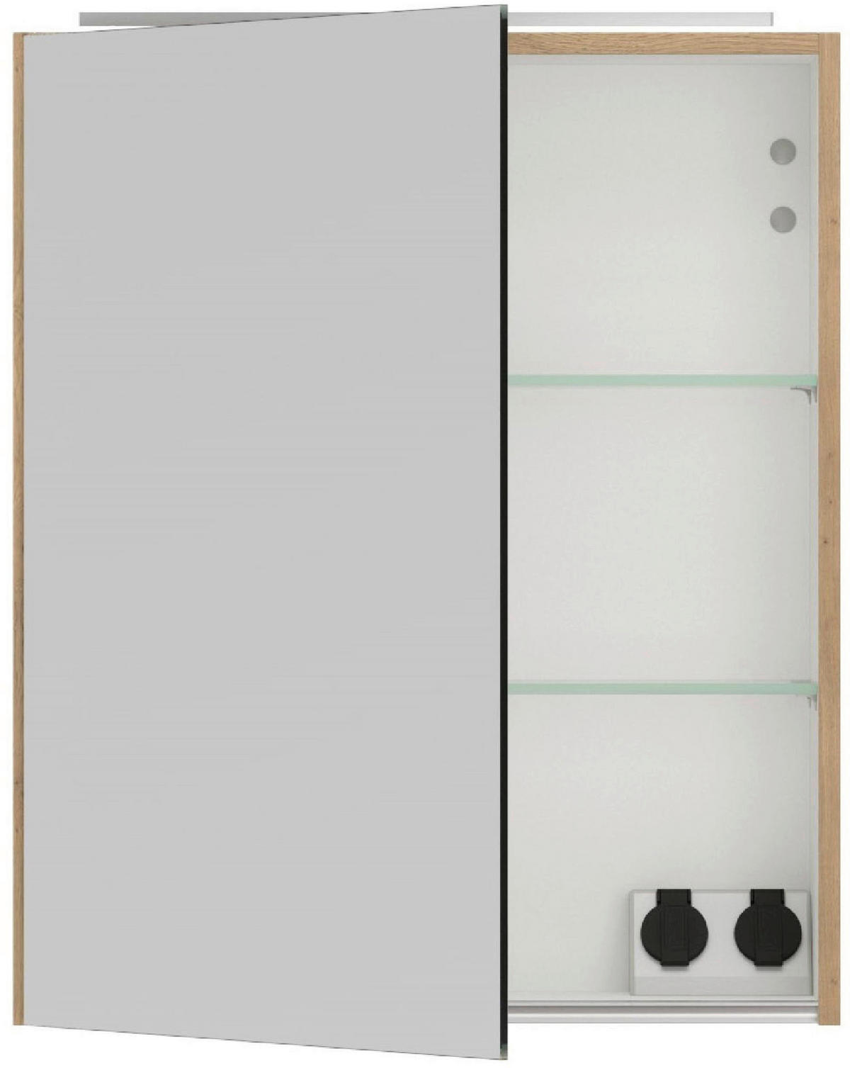 SPIEGELSCHRANK 60/72/21 cm  - Eichefarben/Alufarben, MODERN, Glas/Holzwerkstoff (60/72/21cm) - Nobilia