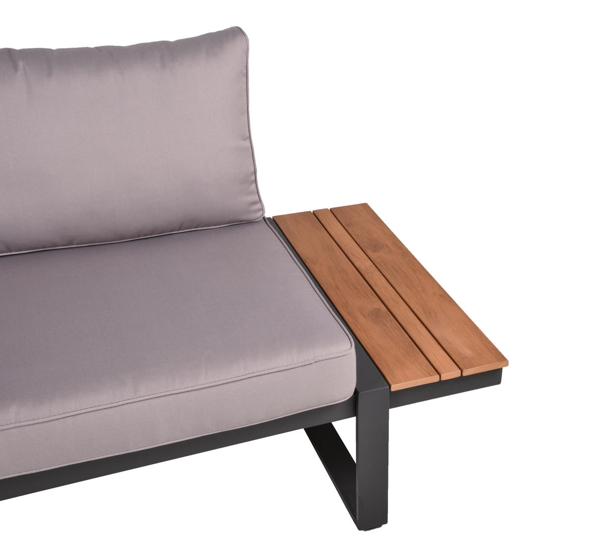 LOUNGEGARNITUR Aluminium  - Hellbraun/Dunkelgrau, Basics, Kunststoff/Textil - Gardenson