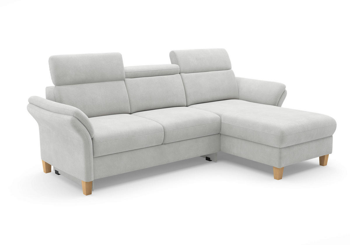 ECKSOFA GLENDALE E Silberfarben Flachgewebe  - Eichefarben/Silberfarben, KONVENTIONELL, Holz/Textil (253/166cm) - Sit & More