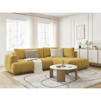 ECKSCHLAFSOFA FUJI Leinenoptik Gelb  inkl.  - Gelb/Schwarz, MODERN, Kunststoff/Textil (282/204cm)